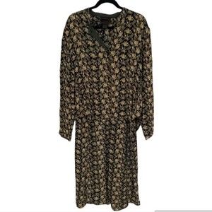 April Cornell‎ 2 Piece Shirt Size Large Skirt Size Medium Black Floral Set